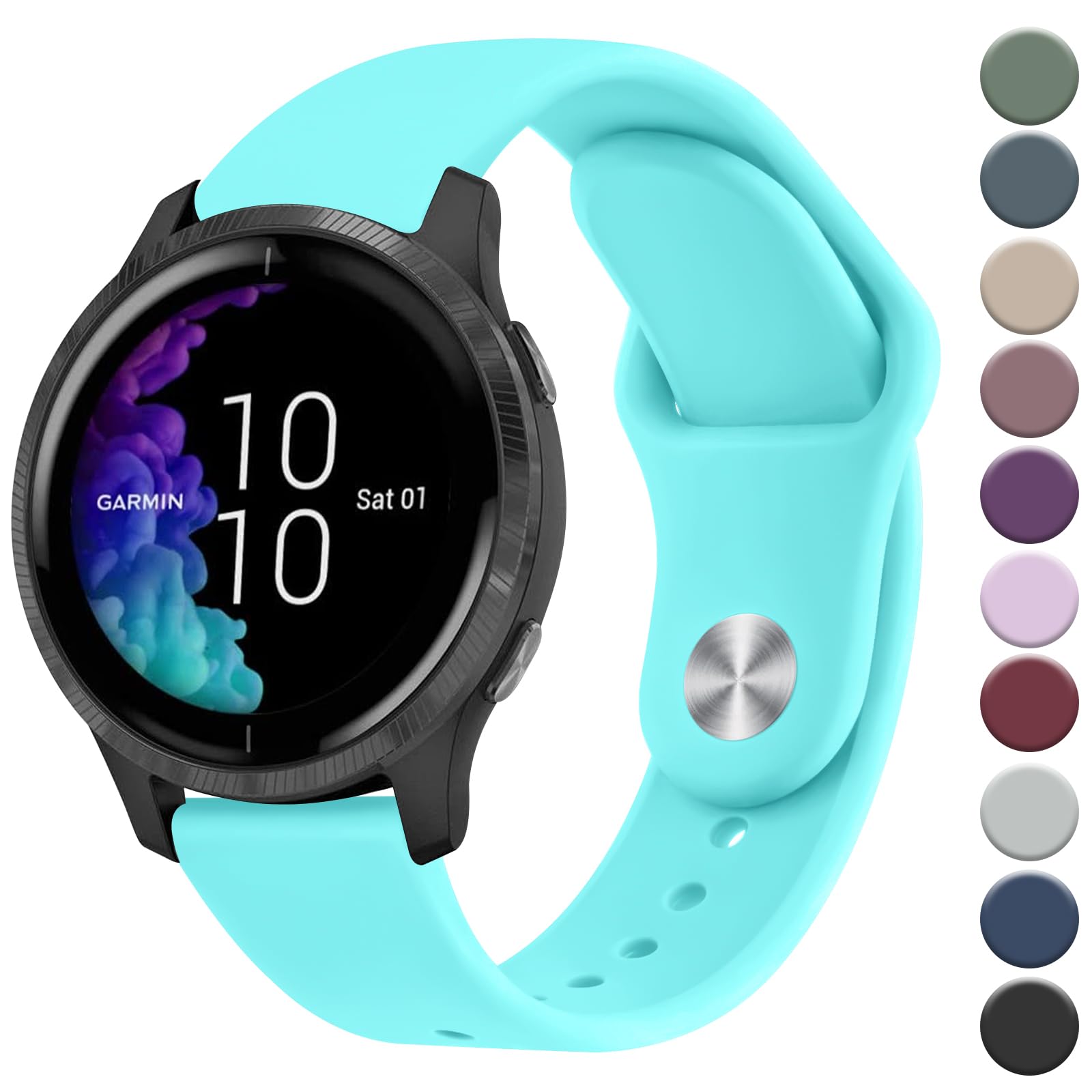 Vanjua Bands Compatible with Garmin Venu 2 Plus / Venu Sq / Venu / Vivoactive 3 Watch Band Women Men, Soft Silicone Sport Replacement Strap for Garmin Vivomove Sport, Vivoactive 3 Music, Forerunner 645 / 245 Music Smart Watch