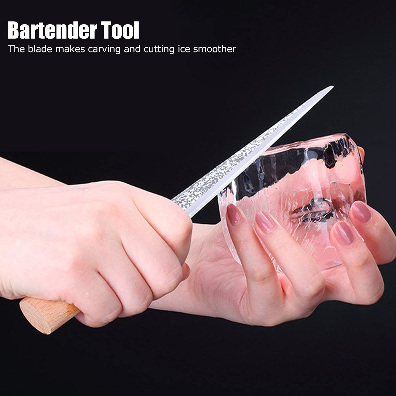 Coltello per Intaglio del Ghiaccio in Stile Giapponese, Strumento Manuale per Barman per Ghiaccio con Copertura Protettiva, Lama in Acciaio ad Alto Tenore di Carbonio per