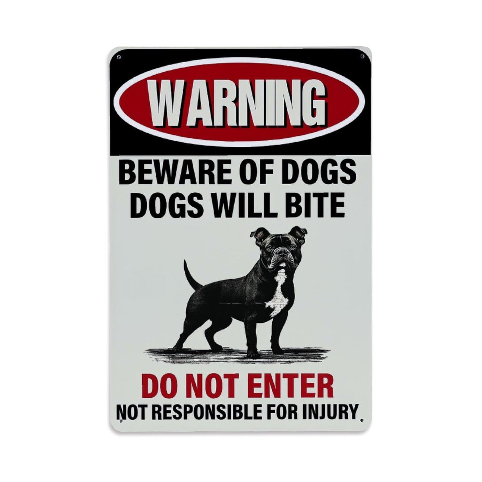 Warning Beware Of Dogs Retro Metal Tin Sign, Vintage Metal Poster for Bar, Home, Man Cave, Kitchen, Laundry Room Art Decor 8x12 Inch