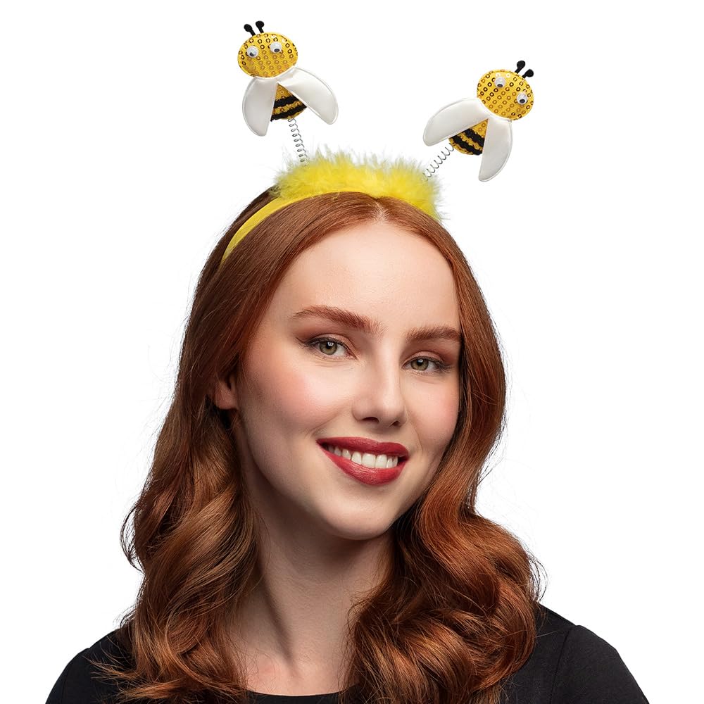 Boland 33013 – Headband Bee, Yellow/Black, Tiara, Honey Bee, Headpiece, Bumblebee, Wasp, Costume, Carnival, Theme Party