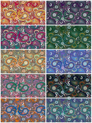 Image of 4 inch 200pcs Cotton Fabric Squares for Sewing Quilting Supplies- Retro Paisley | Good quality wonderful colors beautiful patterns soft and sturdy 100% cotton fabric squares perfect for quilting projects