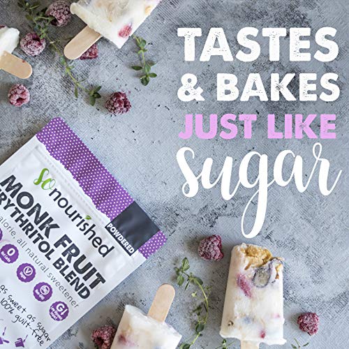 Powdered Monk Fruit Sweetener with Erythritol Confectioners (1 lb / 16 oz) - Perfect for Diabetics & Low Carb Dieters - 1:1 Sugar Replacement - No Calorie Sweetener, Non-GMO, Natural Sugar Substitute - Thumbnail 4