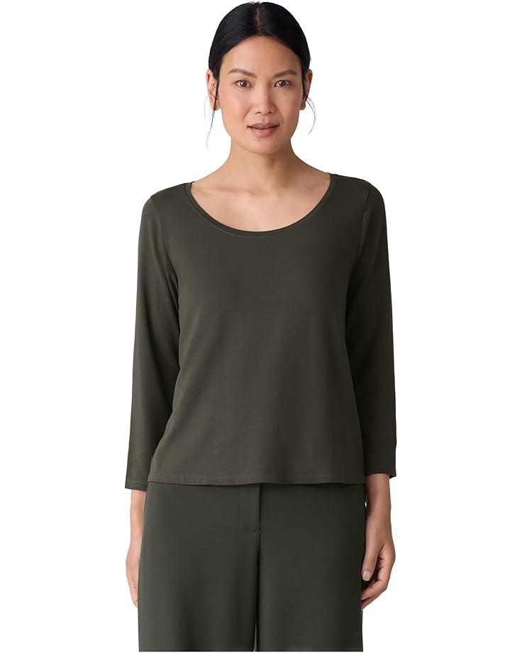 Eileen Fisher Stretch Jersey Knit Scoop Neck Top - Main View