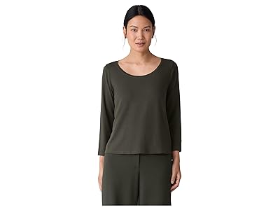 Eileen Fisher Stretch Jersey Knit Scoop Neck Top Women