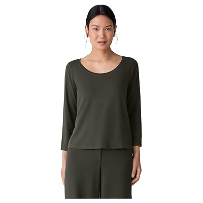 Eileen Fisher Stretch Jersey Knit Scoop Neck Top Women