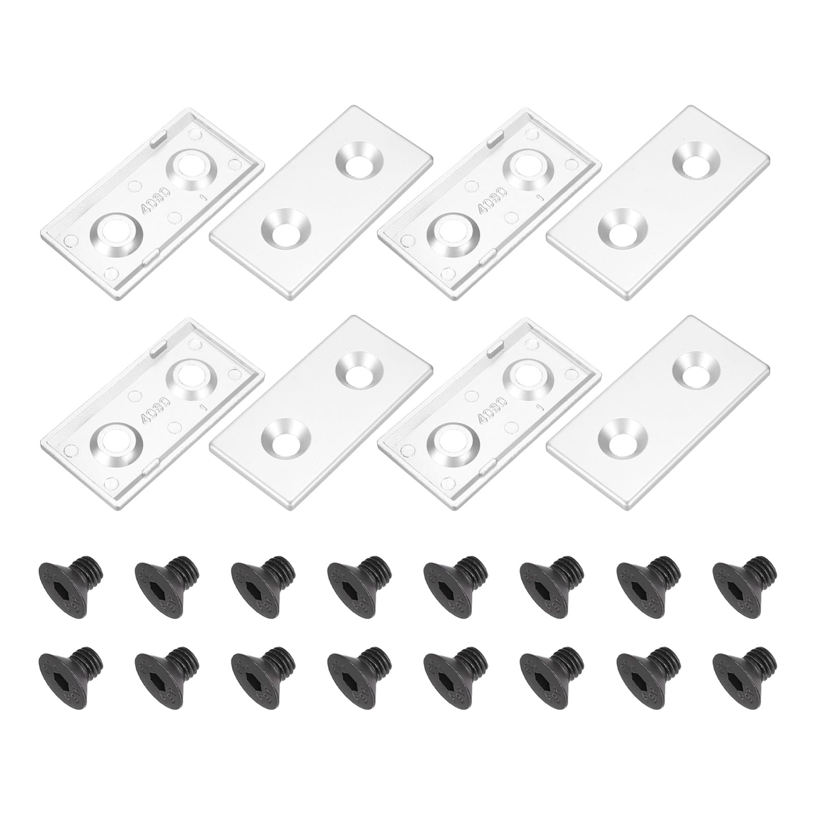 sourcing map 8 Pcs 4080 EU Standard T-Slot 9.5mm Hole Dia Aluminum Extrusion End Cap 80x40mm Silver for Fish Tank Rack, Storage Rack with Push-in Fastener