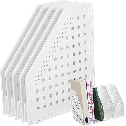 Uonlytech Organizador de archivos de escritorio, soporte para revistas, plástico resistente, organización de oficina, estantería de escritorio