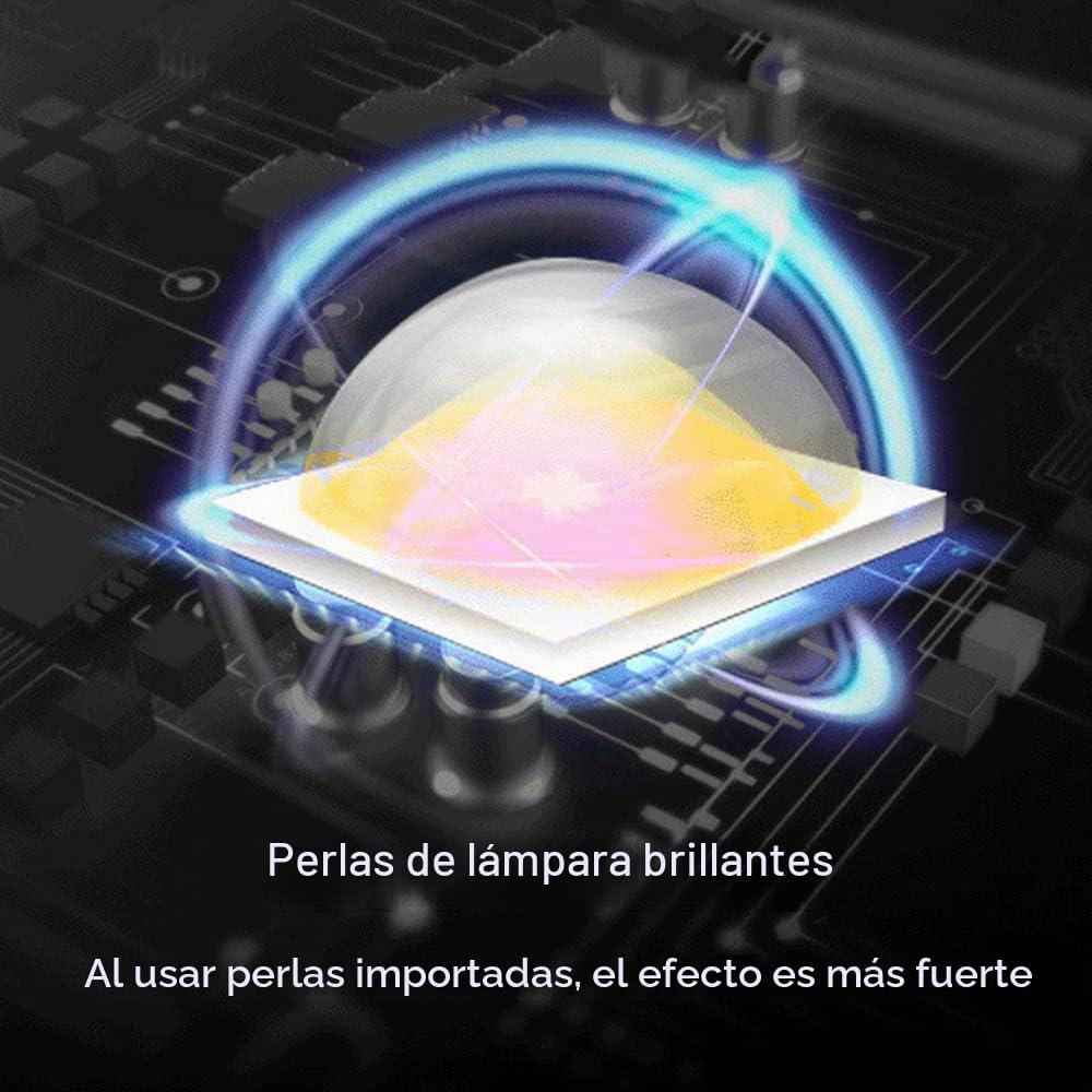Riloer - 1 par de faros LED universales para motocicletas, triciclos, bicicletas, vehículos eléctricos, focos de motocicletas súper brillantes, faros, haz alto/haz bajo/flash