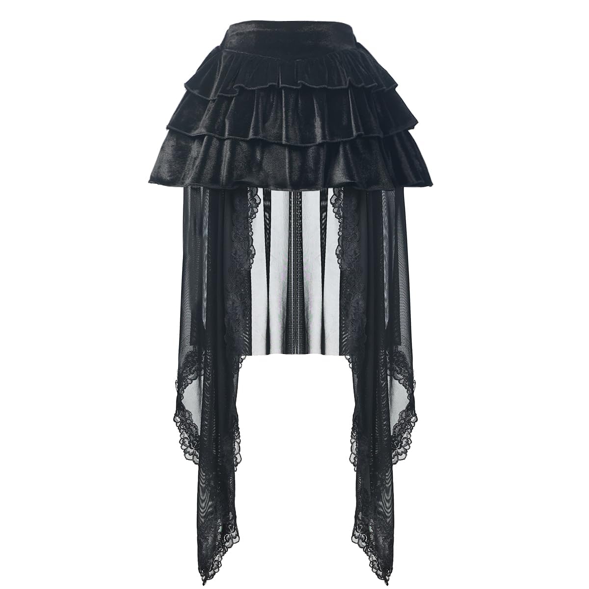 BPURB Gonna da Donna vittoriana Gotica in Pizzo Alto-Basso Lolita a Strati a Vita Alta a Trapezio in Tulle per Feste di Halloween