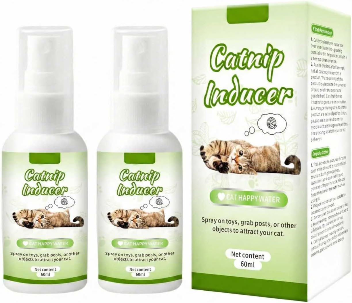 2PC Catnip Spray for Cats, All-Natural Long-Lasting and Safe, Perfect for Toys, Scratching Posts and Training Aid, 60ml x 2