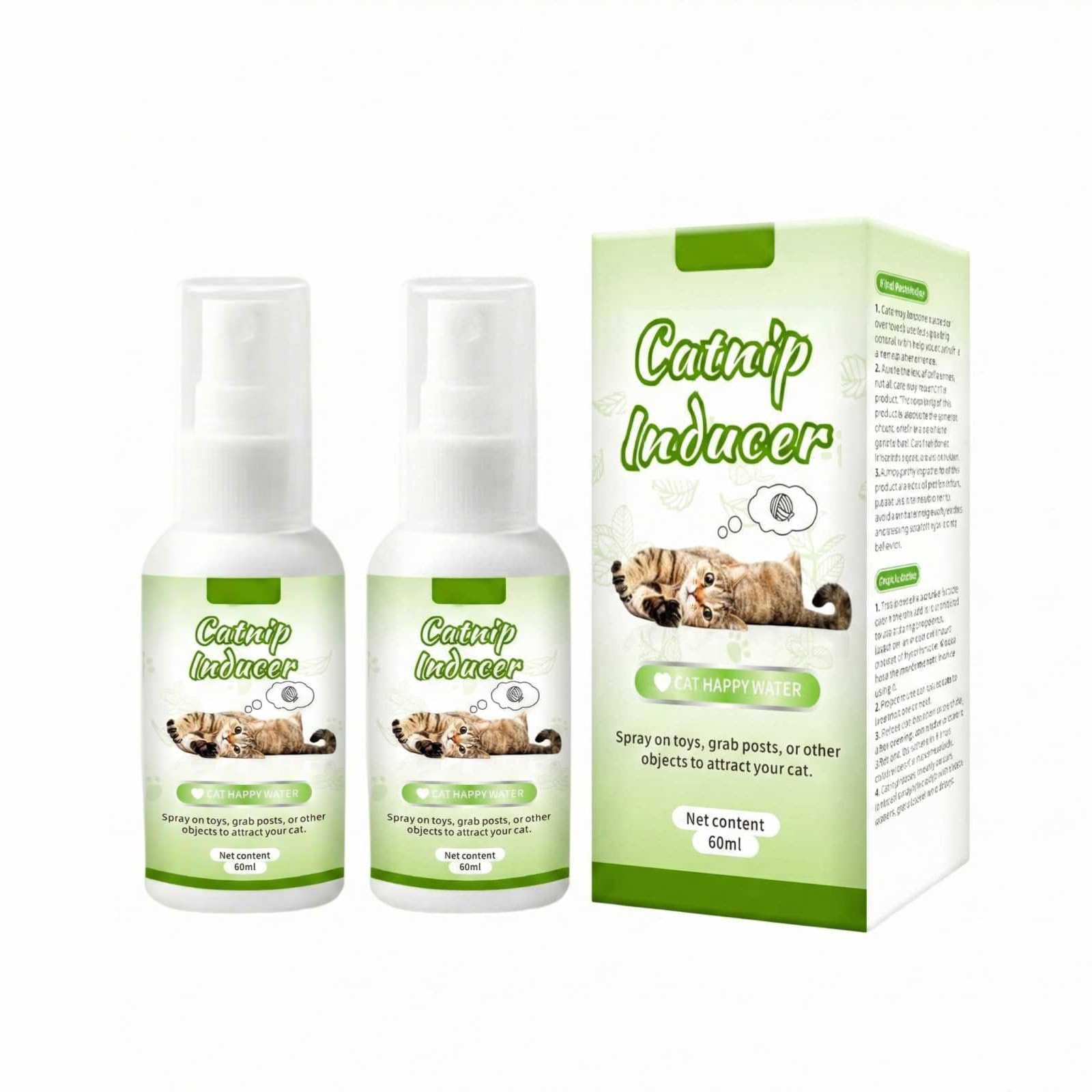 2PC Catnip Spray for Cats, All-Natural Long-Lasting and Safe, Perfect for Toys, Scratching Posts and Training Aid, 60ml x 2