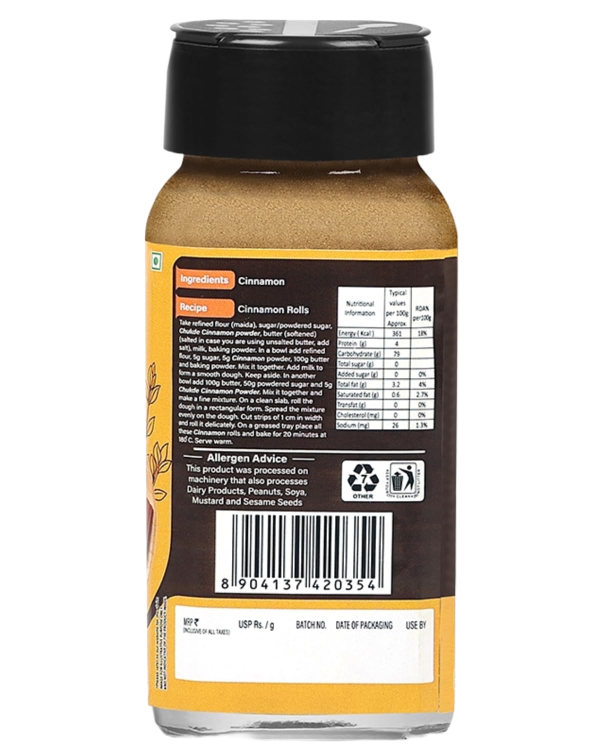 Chukde - Sri lankan Cinnamon Powder - Dalchini Powder In Glass Jar - Sourced From Sri Lanka - Powdered Spices - 50 Gm - Image 4 thumbnail