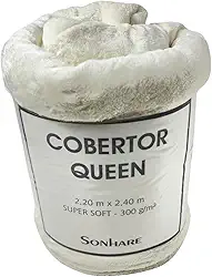 Cobertor Queen Sultan Sonhare Toque de Seda 300g/m² Ultra Macio Super Soft 2,20m x 2,40m (Off White)