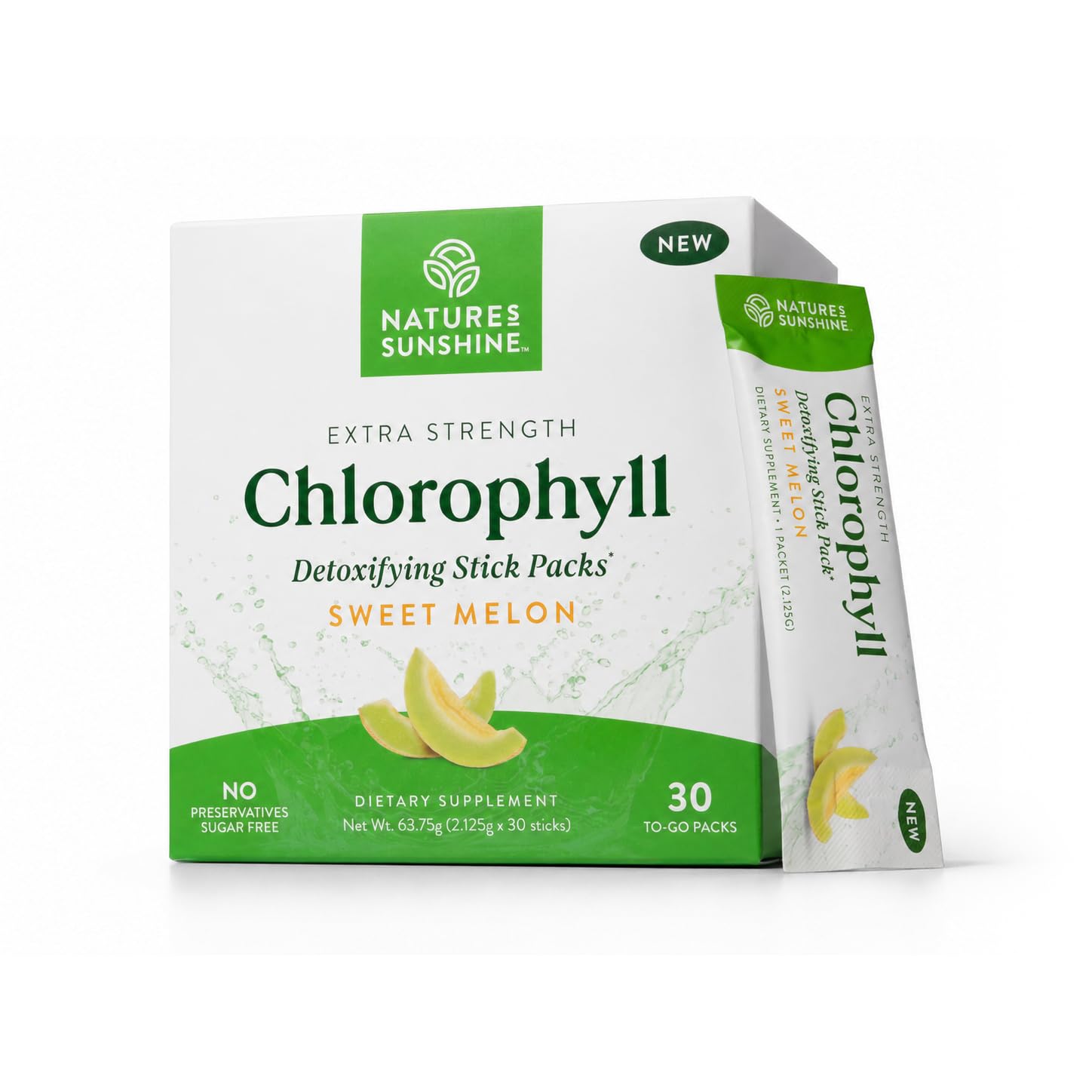 Nature's Sunshine Chlorophyll Stick Packs: Supercharge Your Detox and Boost Gut Health in Convenient, Delicious Stick Packs (Sweet Melon)