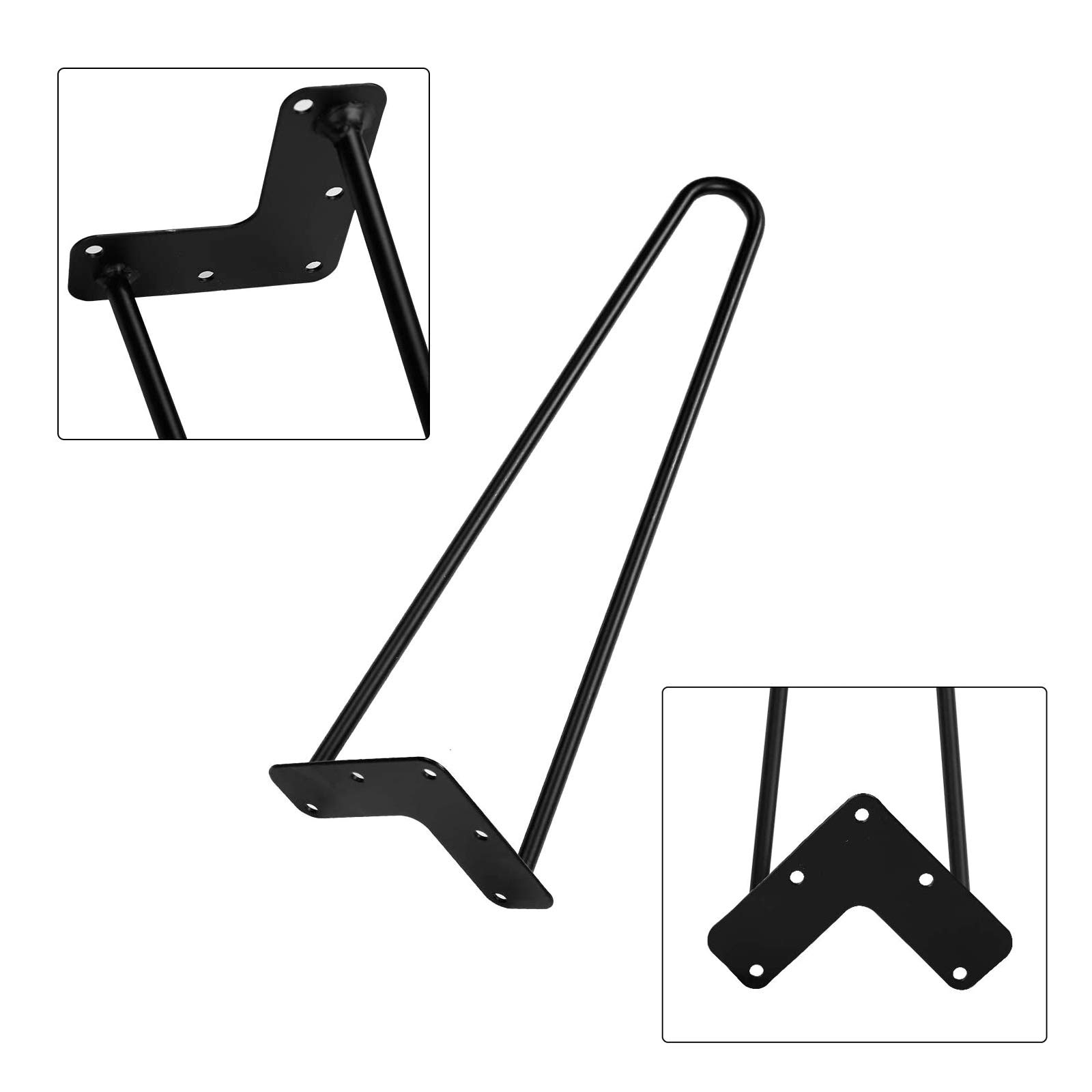 Zestaw 4 metalowych nóg stołowych z kątem ukośnym do stolika kawowego, jadalni, stolika nocnego, pionowe zwężane nogi w czarnym wykończeniu (72 cm)