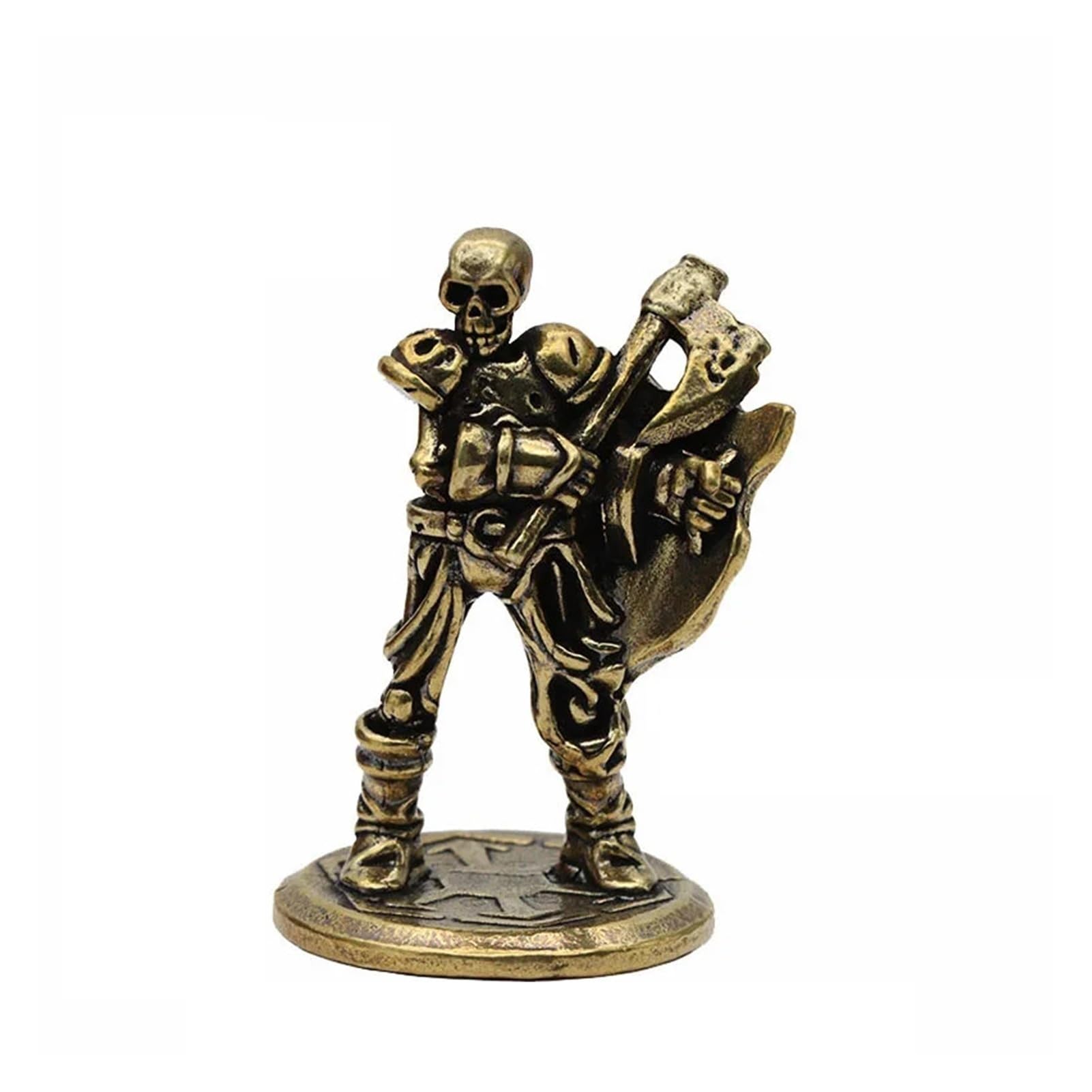 Huolimxun Retro Brass Skeleton Warrior Statue Desktop Decoration Crafts Board Game Miniature Model Accessories