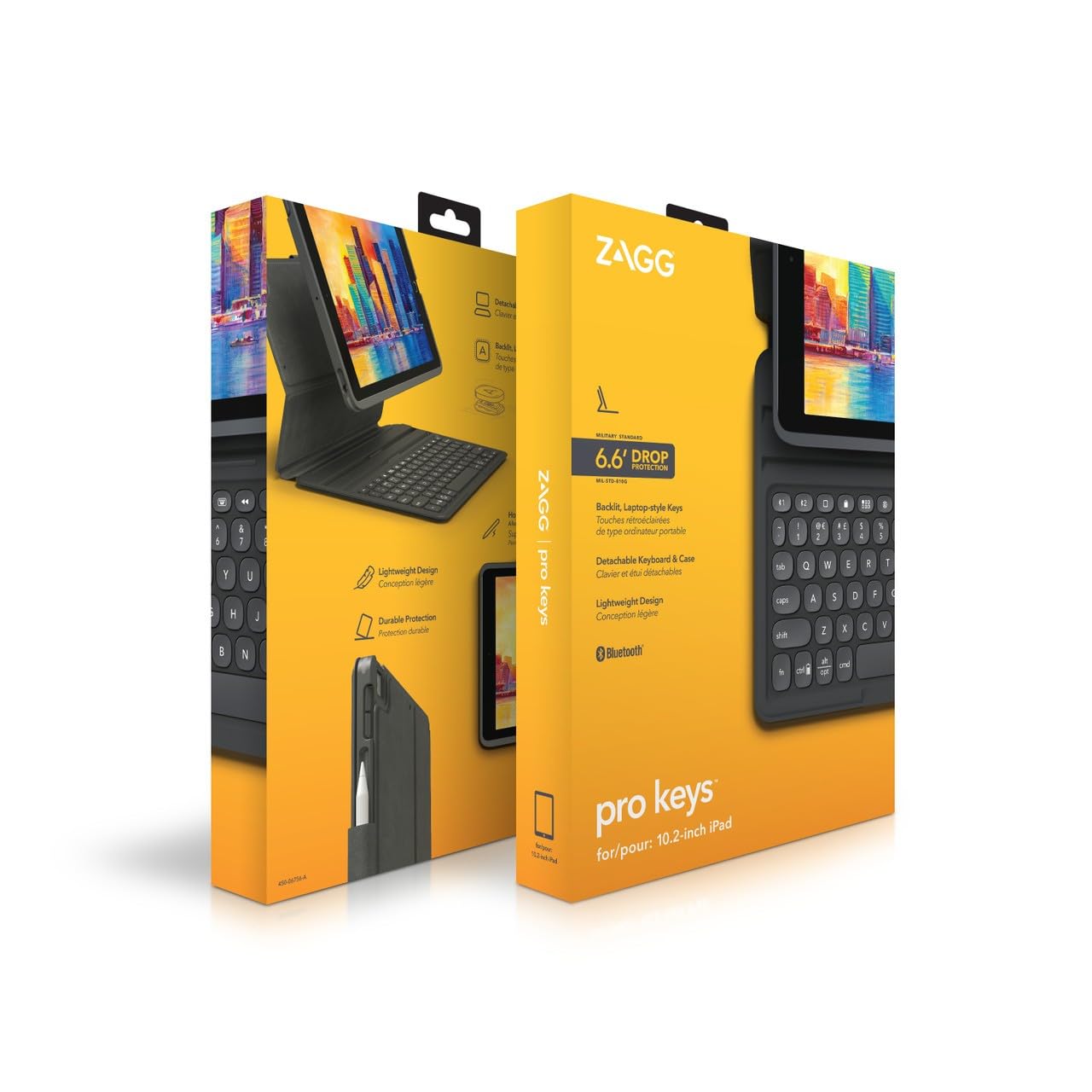 Pro Keys iPad Bluetooth Keyboard and Case for 10.2 inch iPad (Gen 7, 8 & 9) Backlit Keys, Lightweight, Pencil Holder, Folio Case, Detachable, Multi-Device Pairing, Long Battery Life (English)