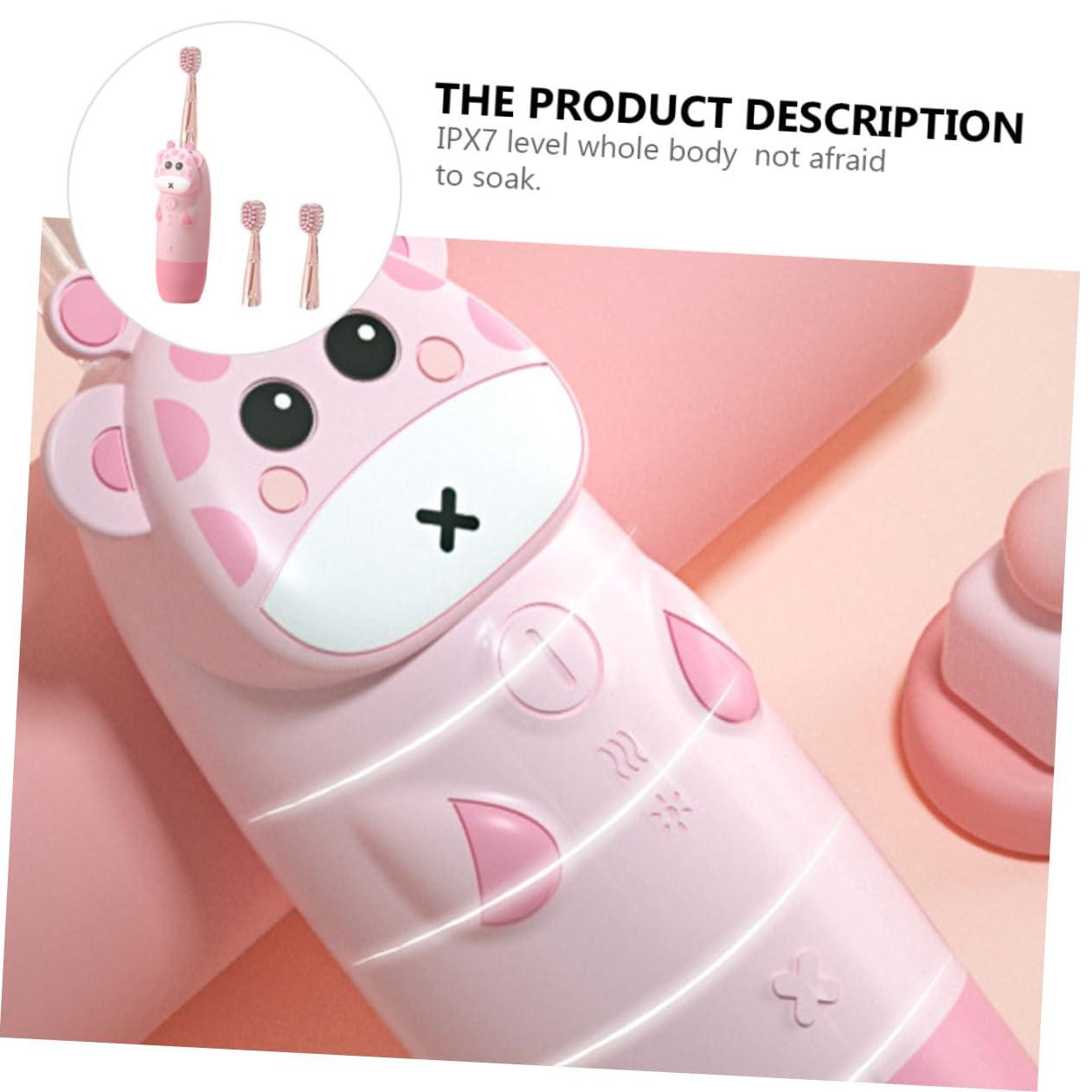 UKCOCO Cepillo de Dientes Eléctrico Rosa Frecuencia de Cepillado Ajustable y Diseño para Limpieza Bucal Segura y Efectiva para Niños