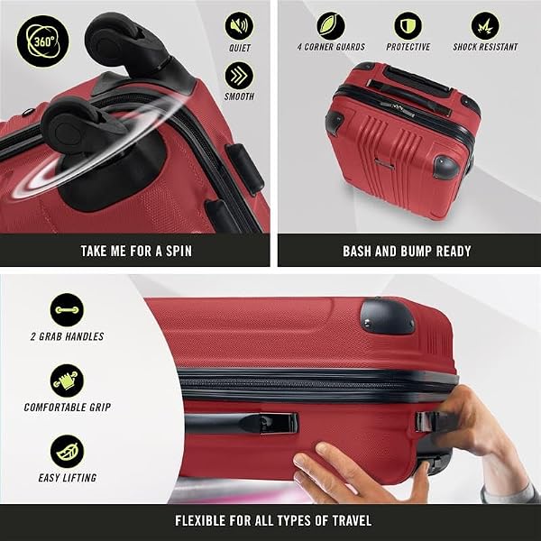 Kenneth Cole REACTION Out of Bounds Lightweight Hardshell 4-Wheel Spinner Luggage, Scarlet Red, 28-Inch Checked by Kenneth Cole REACTION - Used condition - Image 2