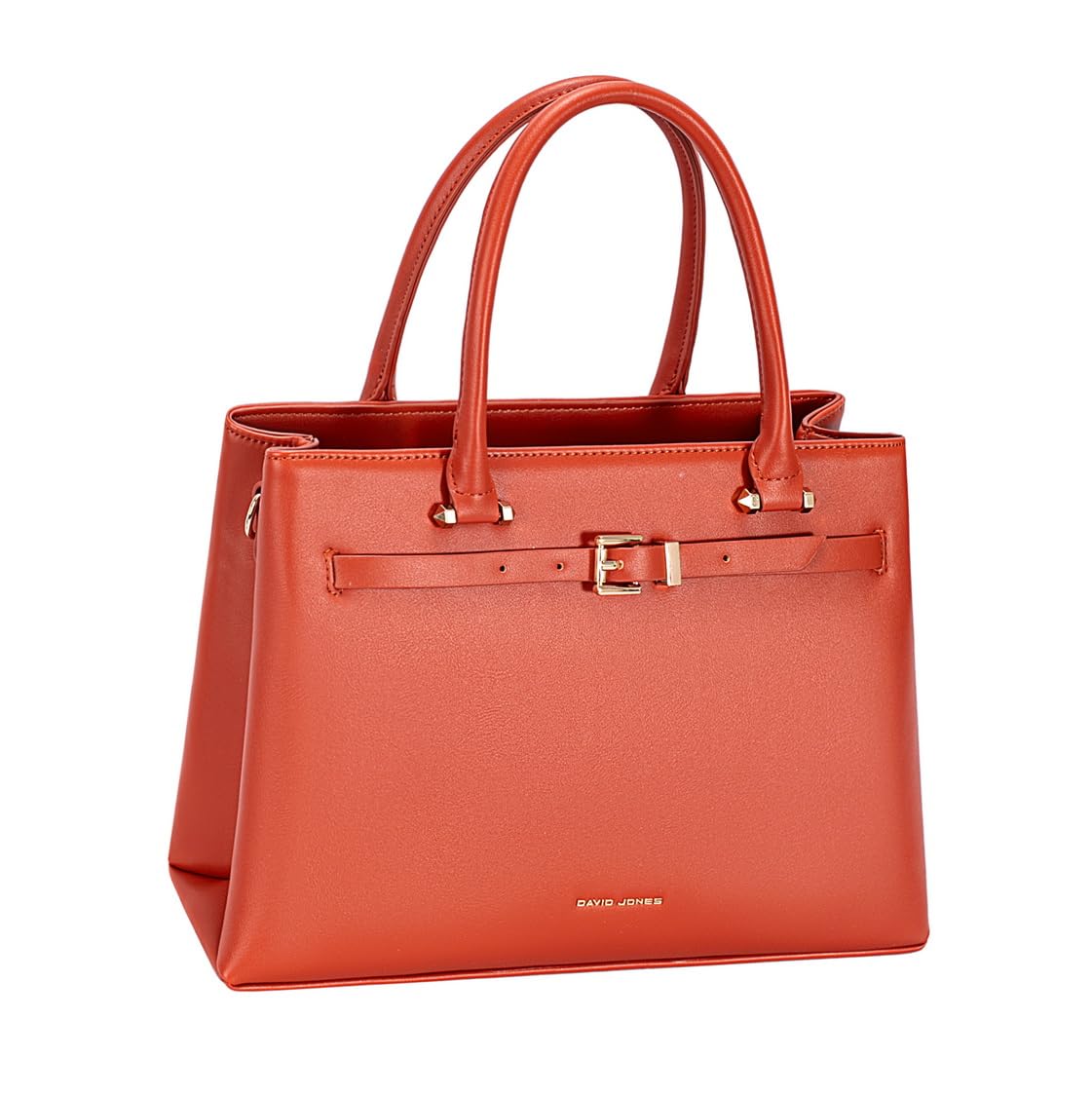 David Jones - Bolso de mano para mujer de gran formato, doble compartimento, piel sintética lisa, bandolera extraíble, bolsillos con cremallera