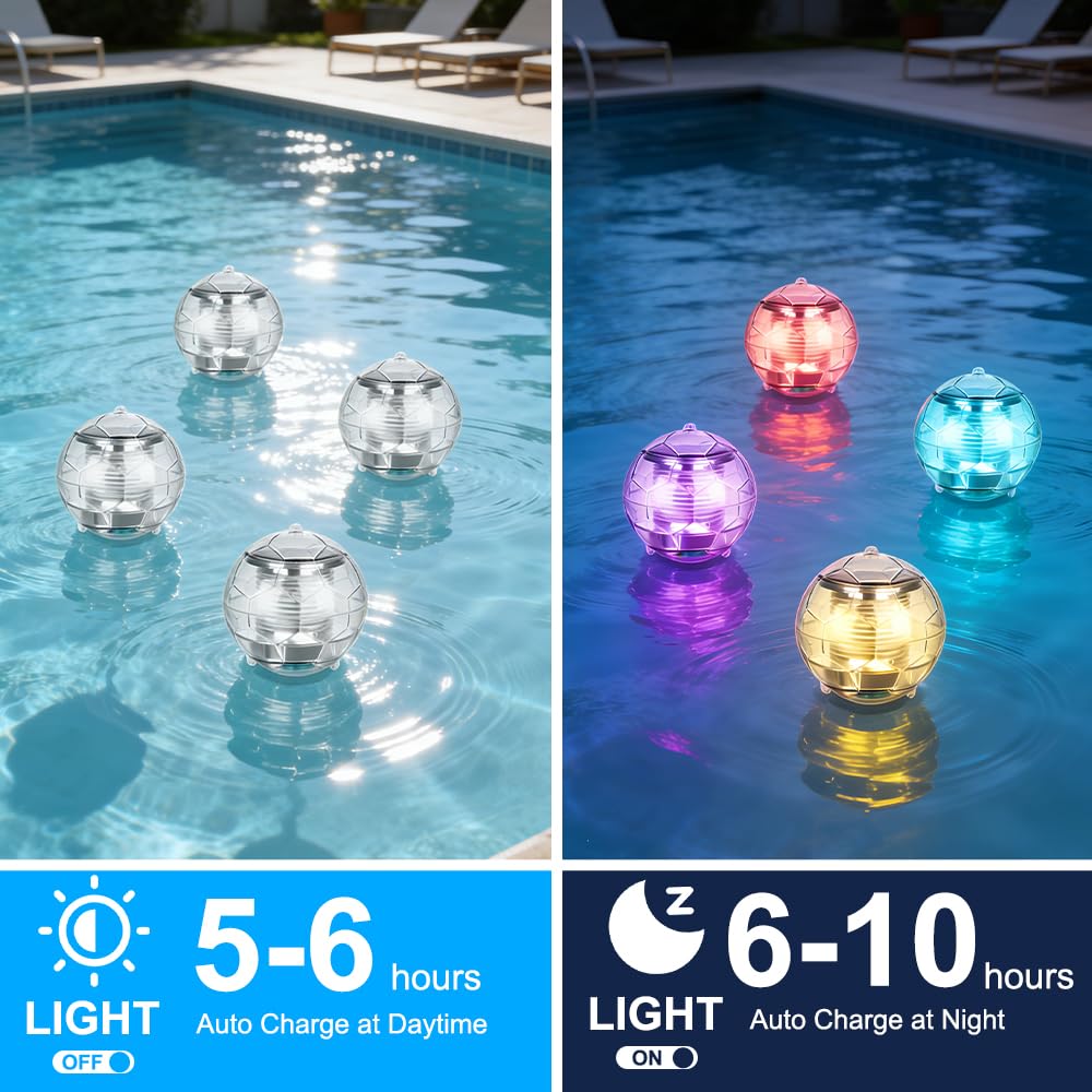 Solar Schwimmkugel, SGZIOO 2 Stück Solar schwimmende Poolbeleuchtung mit 7 RGB Farbwechsel, Wasserdichte Pool Lichter Schwimmend, Schwimmende Solarleuchten für Dekoration von Schwimmbädern, Hofstraßen