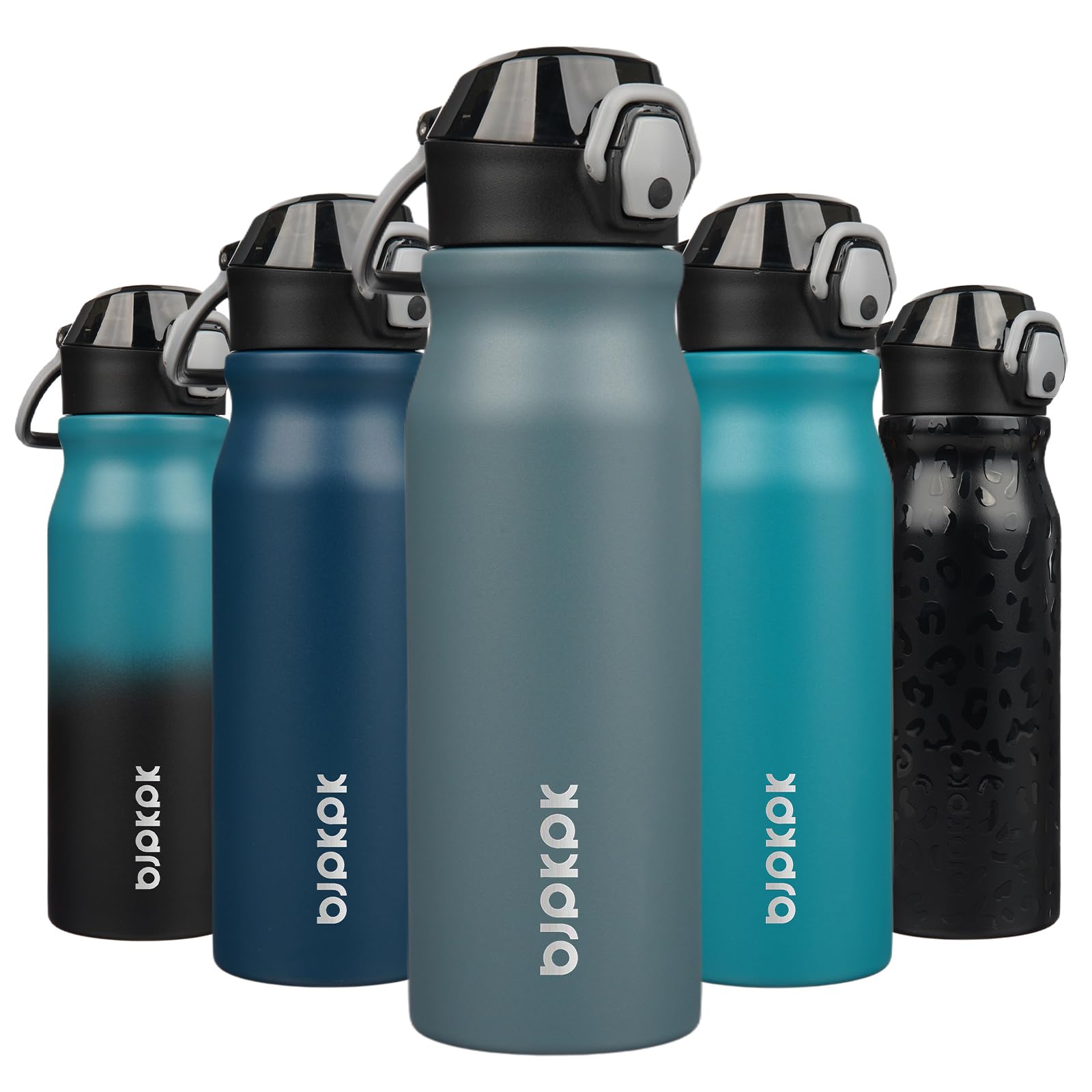 BJPKPK 25 oz Insulated Water Bottle, Straw, Handle, Stainless Steel Flask