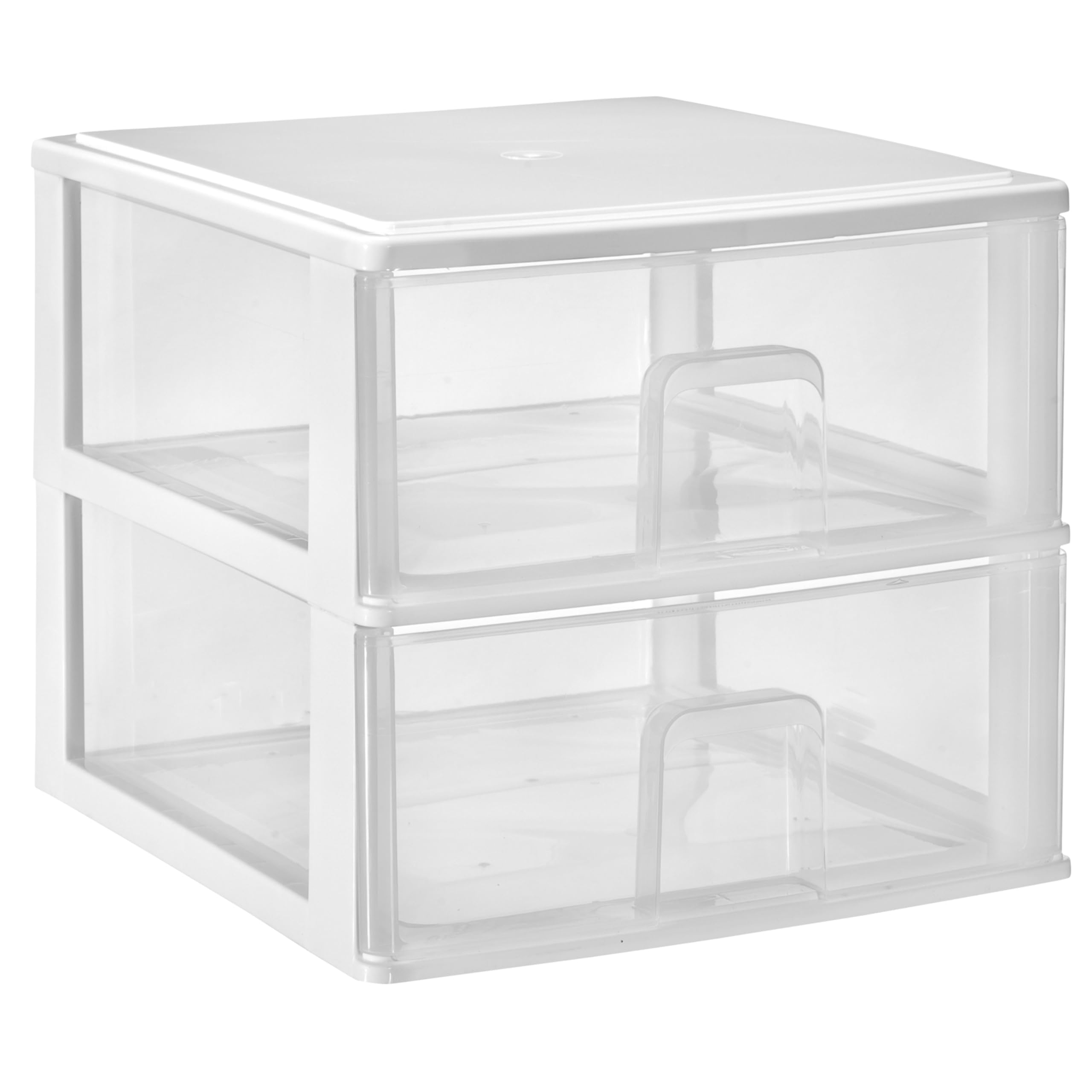 Schubladenbox 2 großen Schubladen 38x37x32cm weiss-transparent Kunststoff