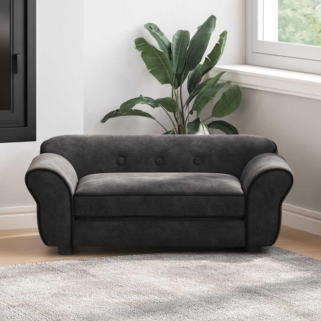 vidaXL Canapé pour Chien Noir 72x45x30 cm Peluche Sofa Animaux de Compagnie