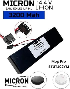 Micron Mi Mop Pro Stytj02ym / V2 Pro/ V3 Uyumlu 14.4v 3200 Mah Robot Süpürge Pili Sİyah Plastik Kutulu Pil Paketli