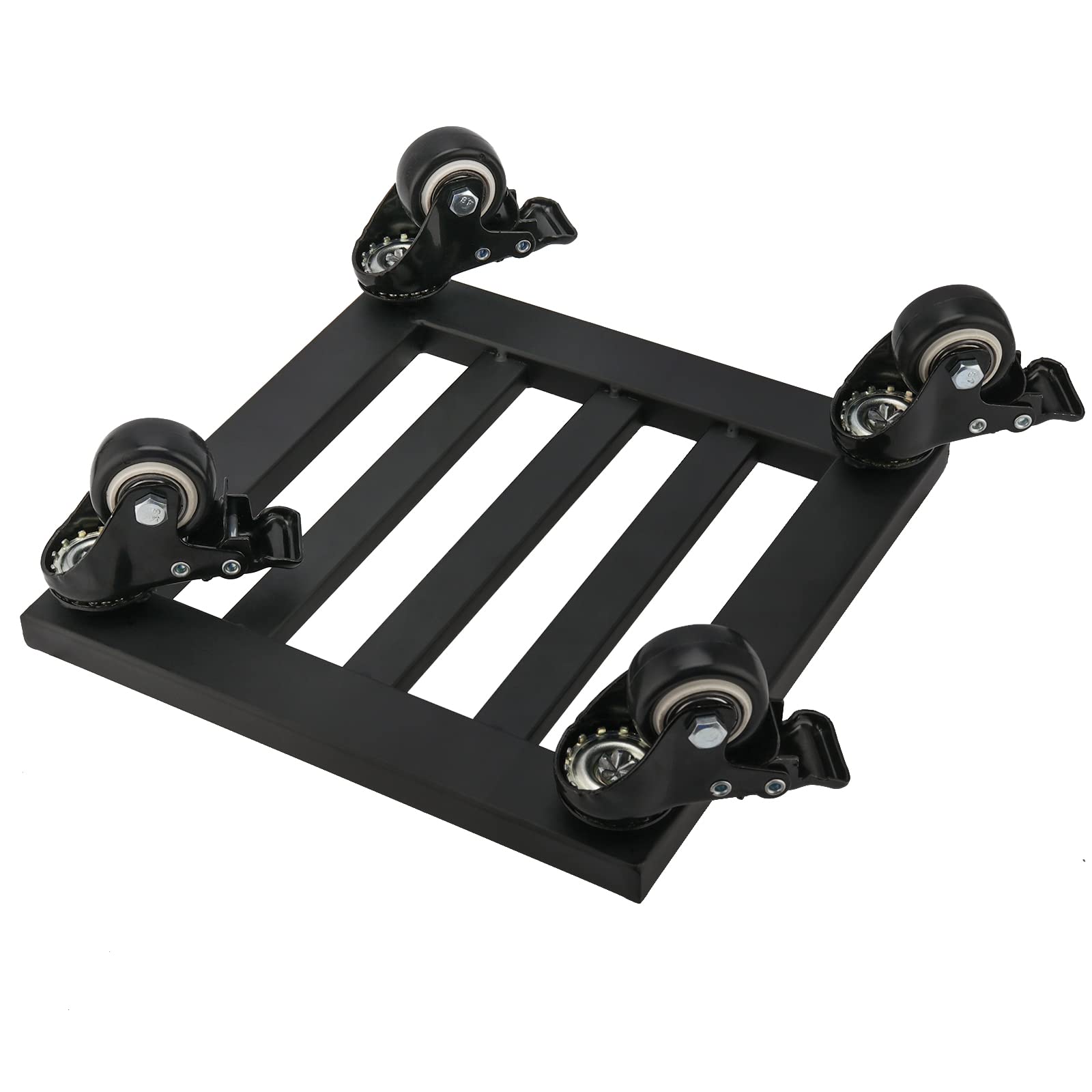 SINJEUN 2 Paquete 23 x 23 cm Cuadrado Planta Maceta Soporte sobre Ruedas, Negro Metal Planta Caddy Cuadrado Planta Rodillo Ruedas Rolling Planta Dolly