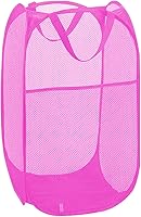 Vista 12 de Larpur Paquete de 2 cestas plegables para lavandería, plegable, portátil, de malla, con asas de transporte reforzadas (rosa)