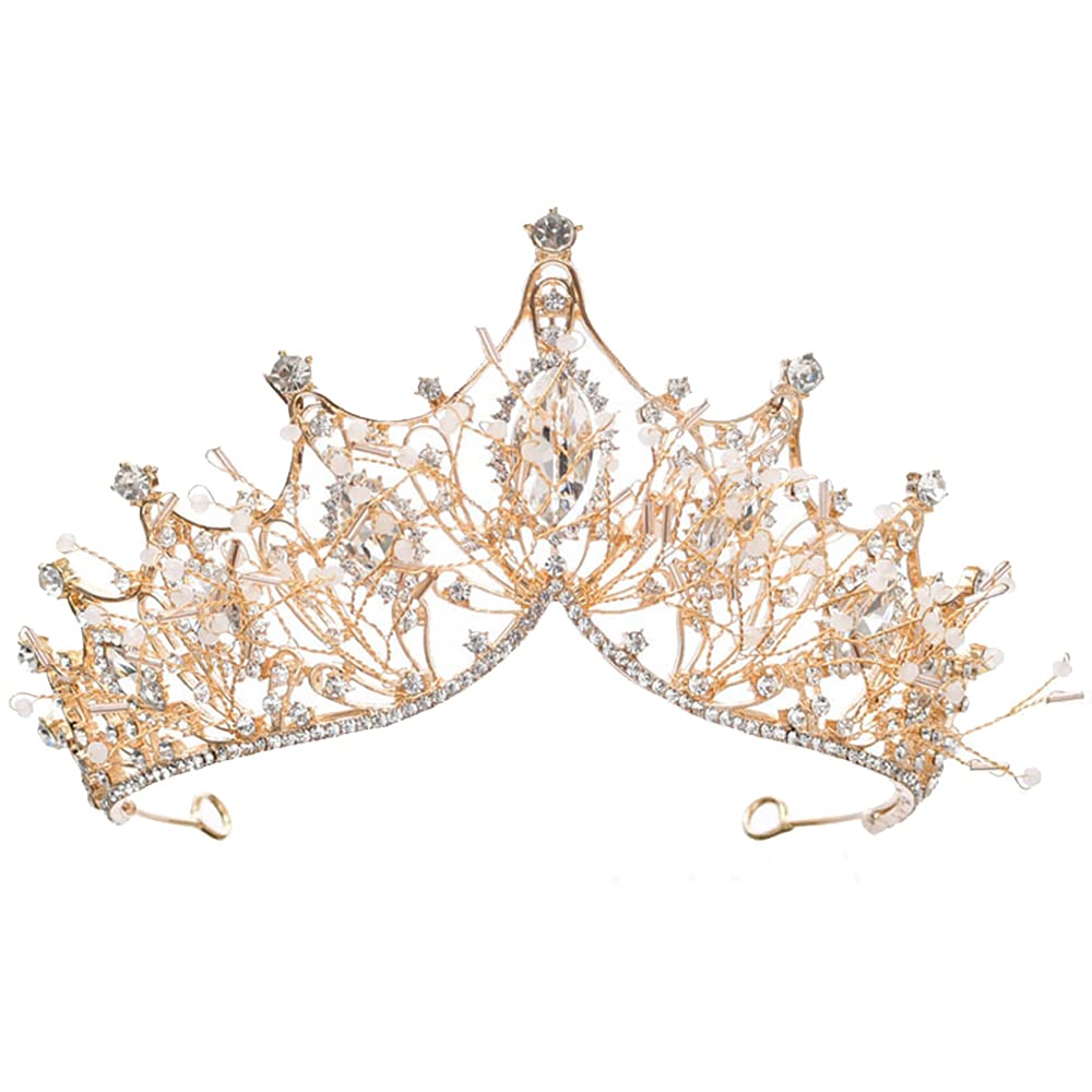 Rkllejs Boda Novia de Diadema, Corona de Cristal Boda, Tiara de Corona, Tiara de Boda, Tiara de Cristal con Perlas, Para El Pelo Hechos a Mano, Para Cosplay, Cumpleaños, Fiesta, Vacaciones, Disfraz, Fiesta