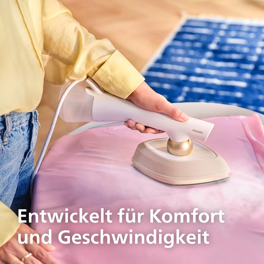 Philips OneTurn, 2-in-1 Bügeleisen & Steamer mit drehbarem Kopf, Einfach losbügeln – kein Brett, 45 g/min Dauerdampf, Energieeffizient 1800 W, Weiß (GC213/10)