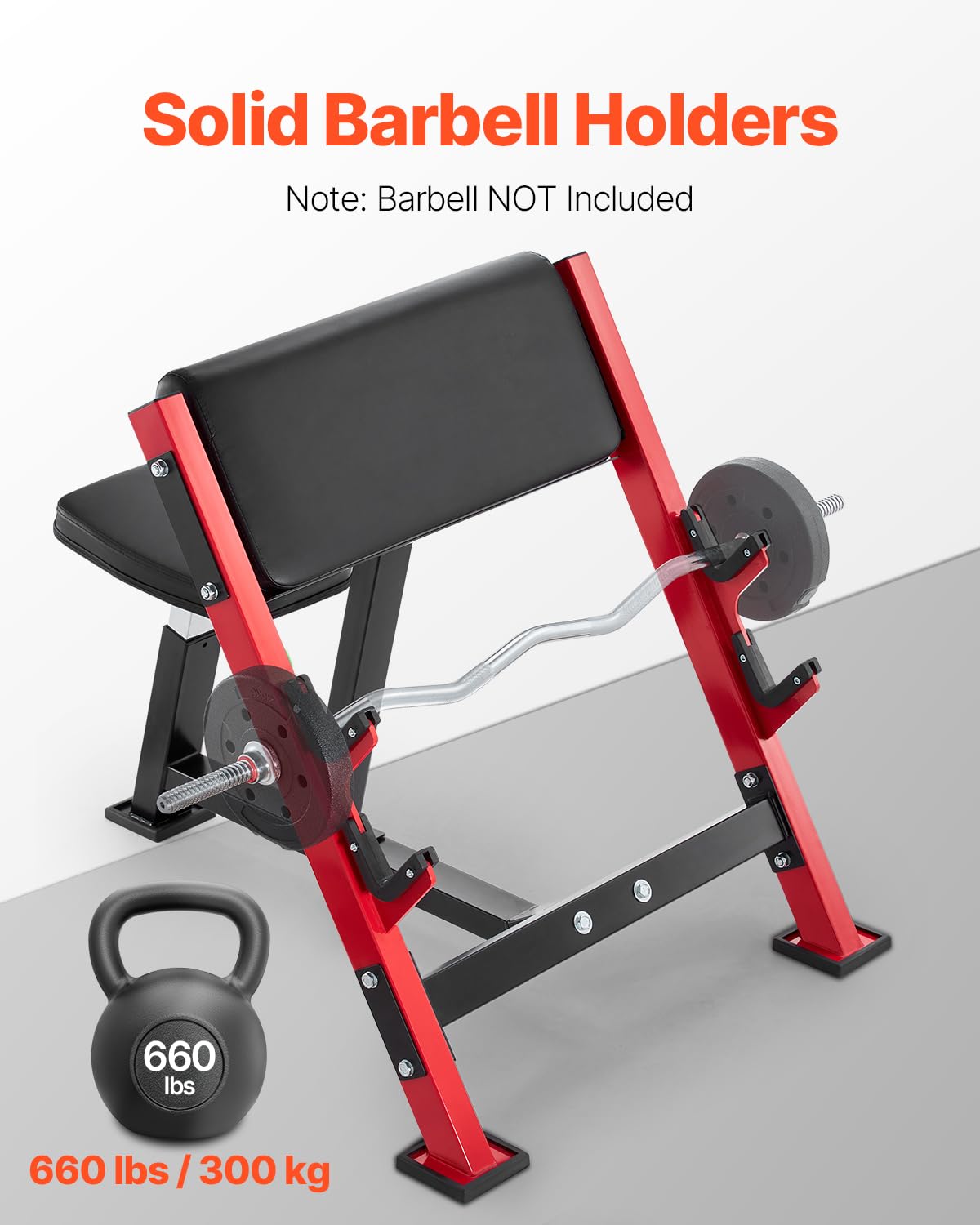 VEVOR Banco de Curl Predicador, Bancos de Entrenamiento de Fuerza, Carga de 300 kg, Equipo de Fitness para Gimnasio en Casa, Estación de Bíceps con Mancuernas y Barra Aislada con Brazo Sentado