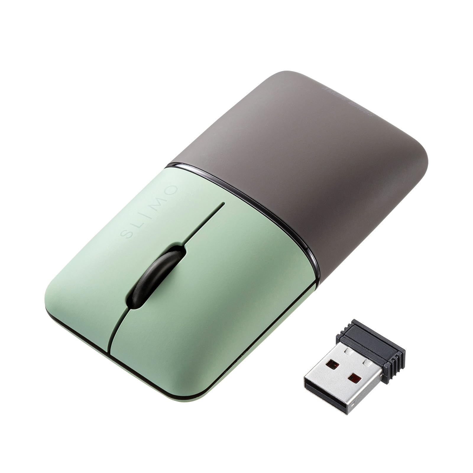 サンワサプライ モバイルマウス Bluetooth/ワイヤレス(USB A)接続 コンボ(デュアルモード)タイプ 充電式 薄型・コンパクト グリーン SLIMOシリーズ MA-WBBS310G