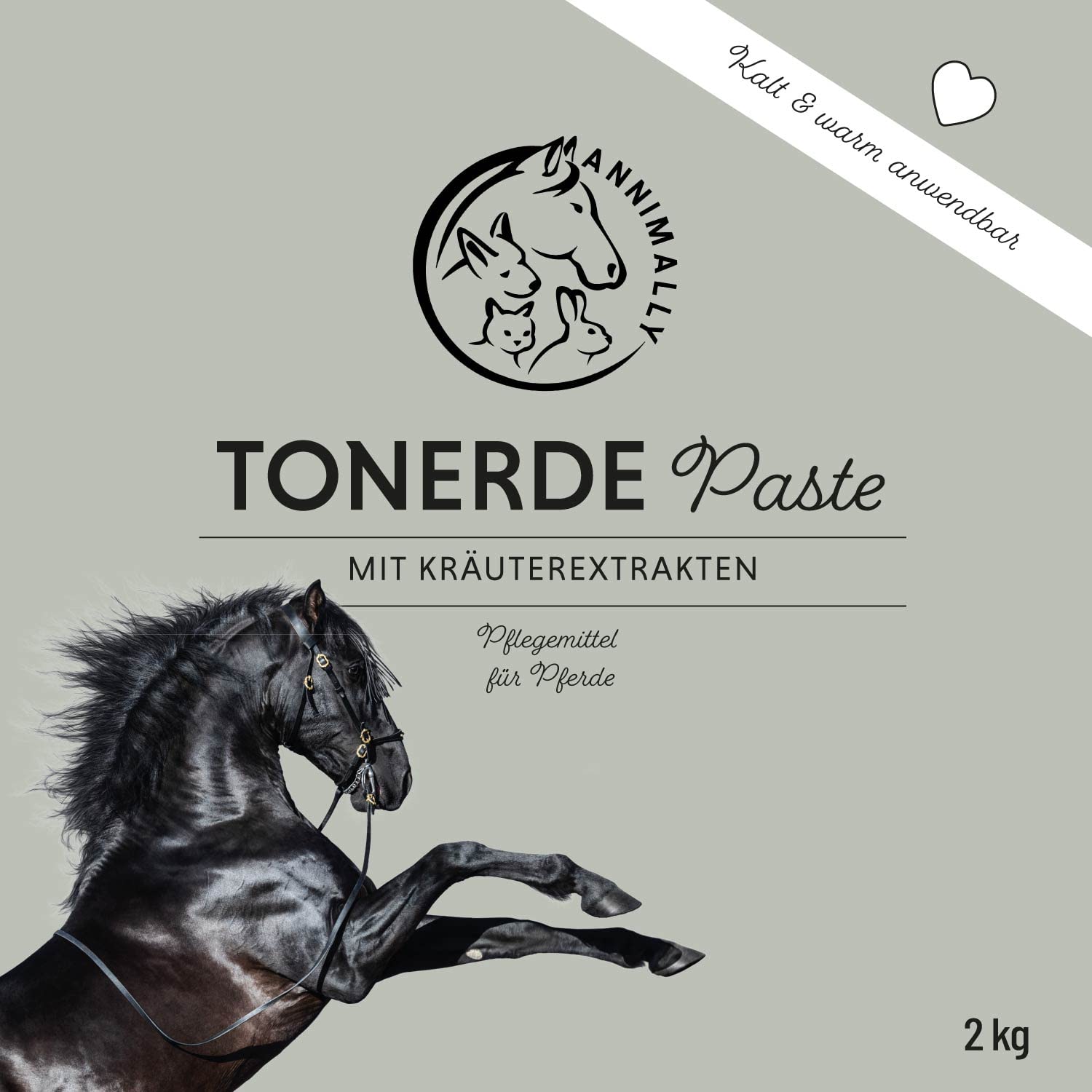 Annimally Tonerde Pferd 2kg - Tonerdepaste für Pferde mit wertvollen Kräuterextrakten zur Entspannung & Beruhigung der Muskeln
