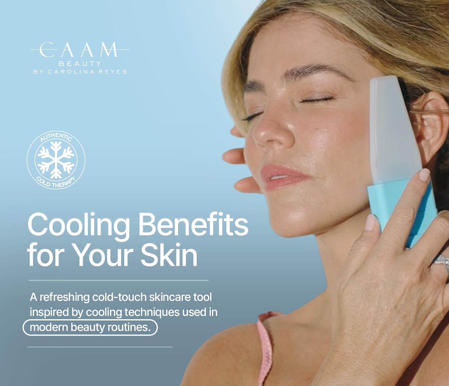 ICE FACE by CAAM BEAUTY | Facial Cryotherapy Roller for “Face & Neck | No-Drip Silicone | Depuff, Firm & Tone | Patented | Designed by Carolina Reyes