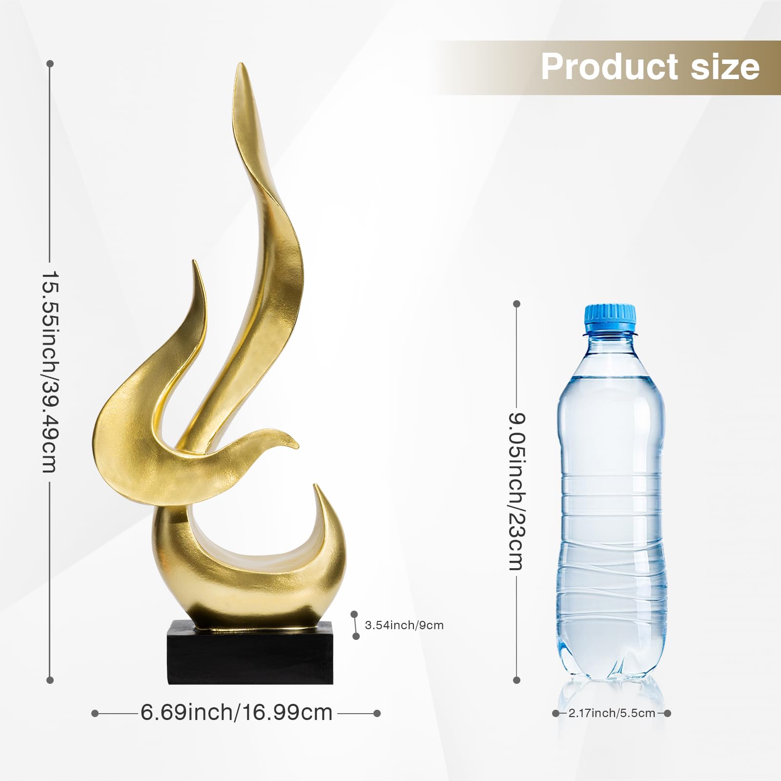 Feuerflammen-Skulptur, moderne abstrakte Statue, Bürodekoration für Männer, Gold | Moderne Skulpturen aus Kunstharz, dekorative Objekte, Tischdekoration für Wohnzimmer, Heimdekoration, Büroregal-Skulptur