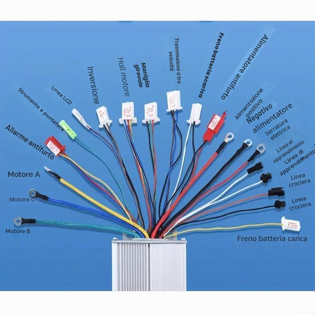 Kit controller per bicicletta elettrica, display LCD, 36 V, 48 V, 64 V, 72 V, 500 W, sistema di controllo motore brushless con acceleratore per manubrio per modifica bicicletta elettrica (36 V 48 V