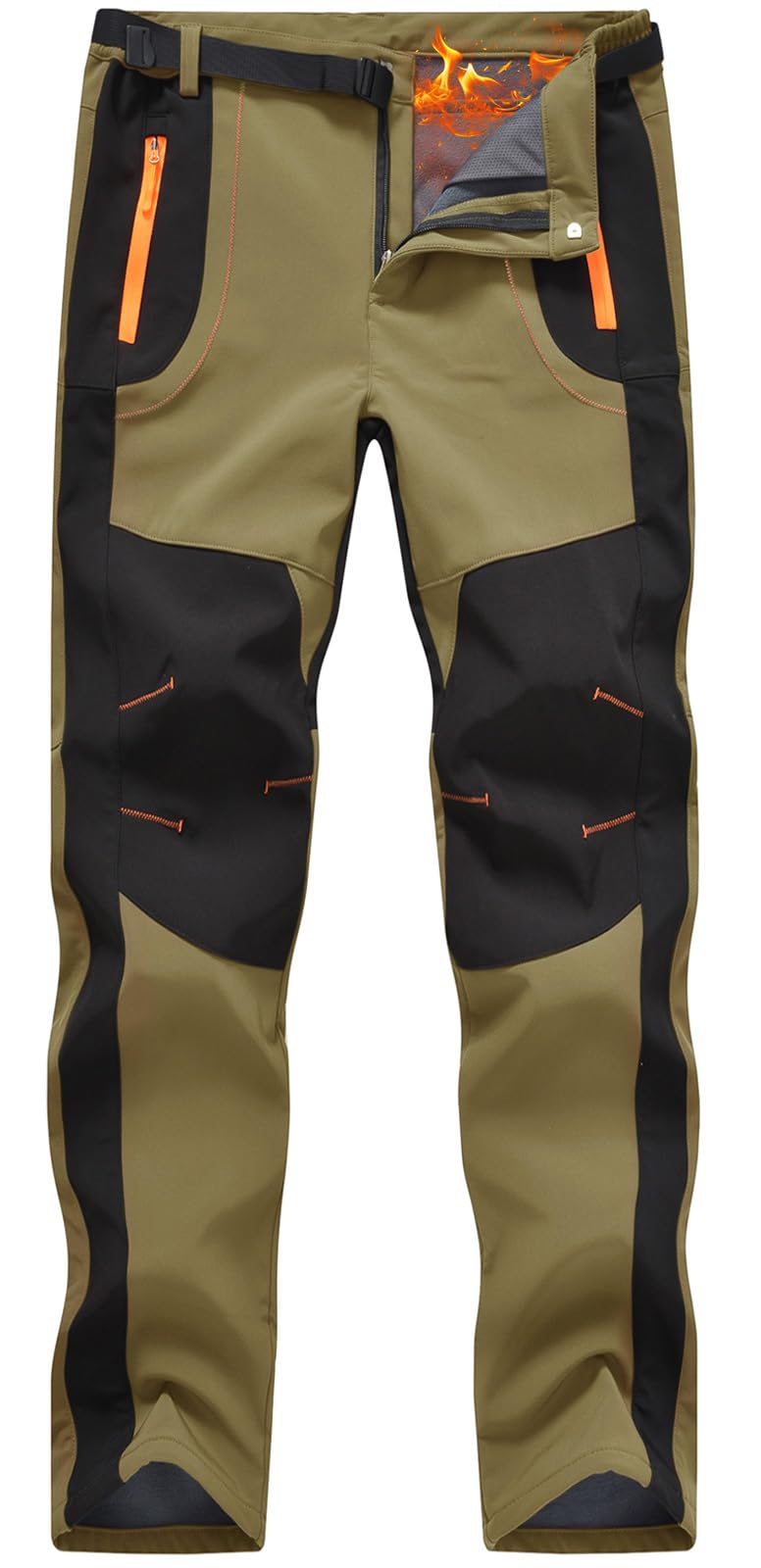 Rdruko Men's Snow Ski Pants Waterproof Insulated Winter Hiking Snowboard Fleece Lined Pants with Belt