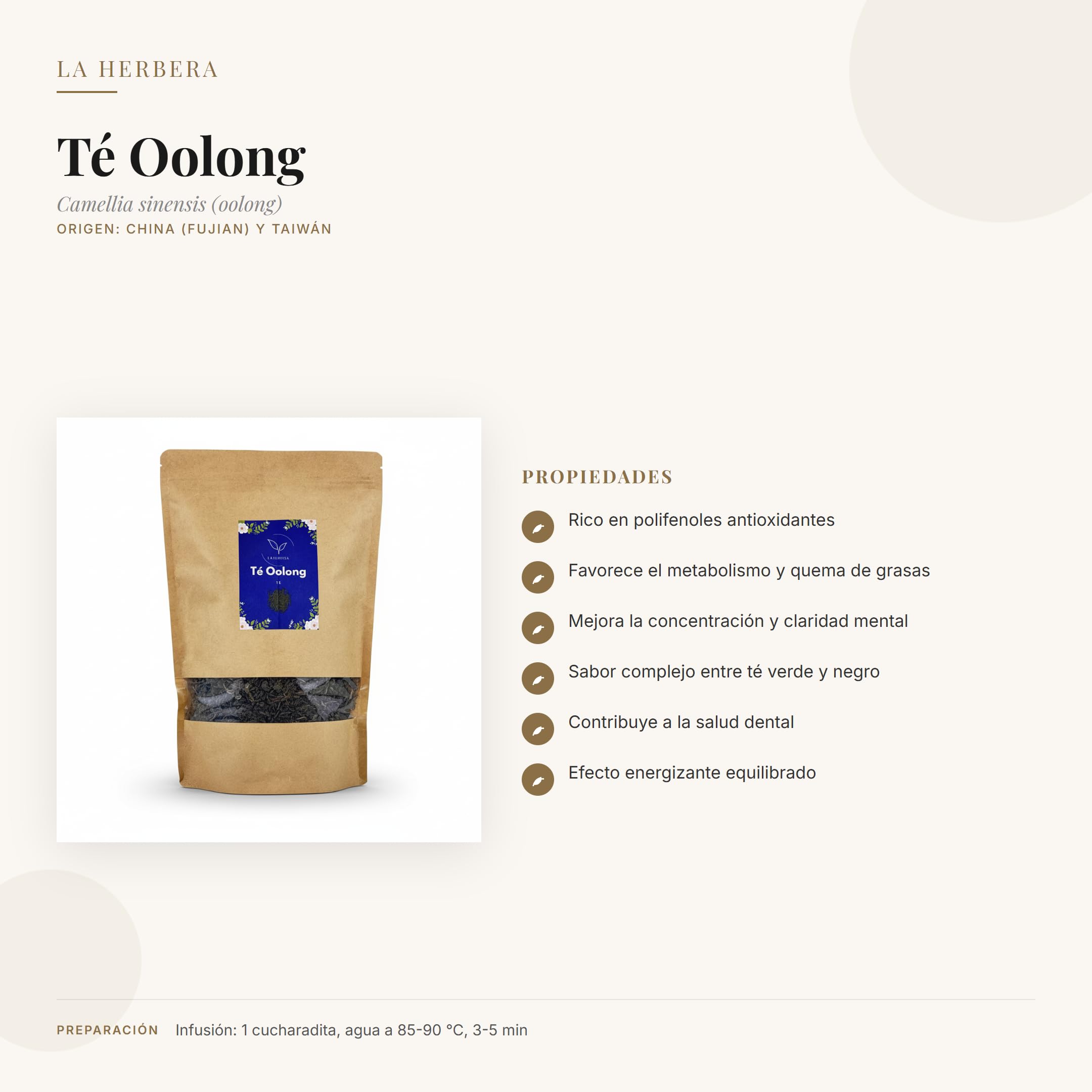 Té Oolong a Granel 100% Natural Bajo en Cafeína – Té Azul Semioxidado de Calidad Extra – Infusión Antioxidante – Ideal para Adelgazar y Bienestar Digestivo (1000 g, Té Oolong)