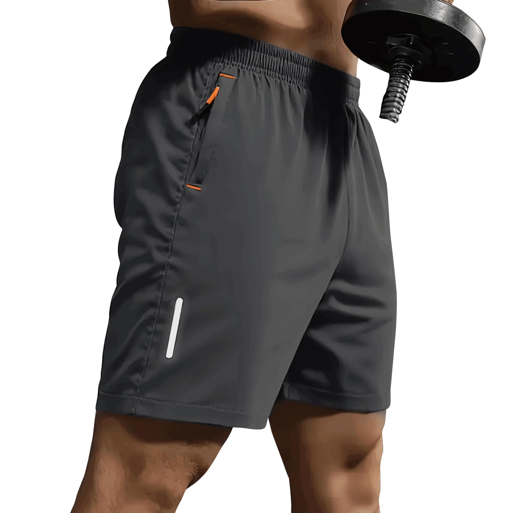 SHAGGA Paquete de 3 pantalones cortos de gimnasio para hombre, ligeros, de secado rápido, entrepierna corta, 7 con bolsillos con cremallera para correr, fitness y joggers - 3