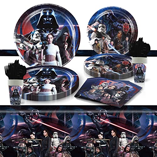 LGQHCE Star Wars Vaisselle de Fête Décoration d'anniversaire Star Wars Fête Anniversaire Vaisselle Décoration de Table Assiettes Tasse Star Wars Fournitures de Fête 71PCS