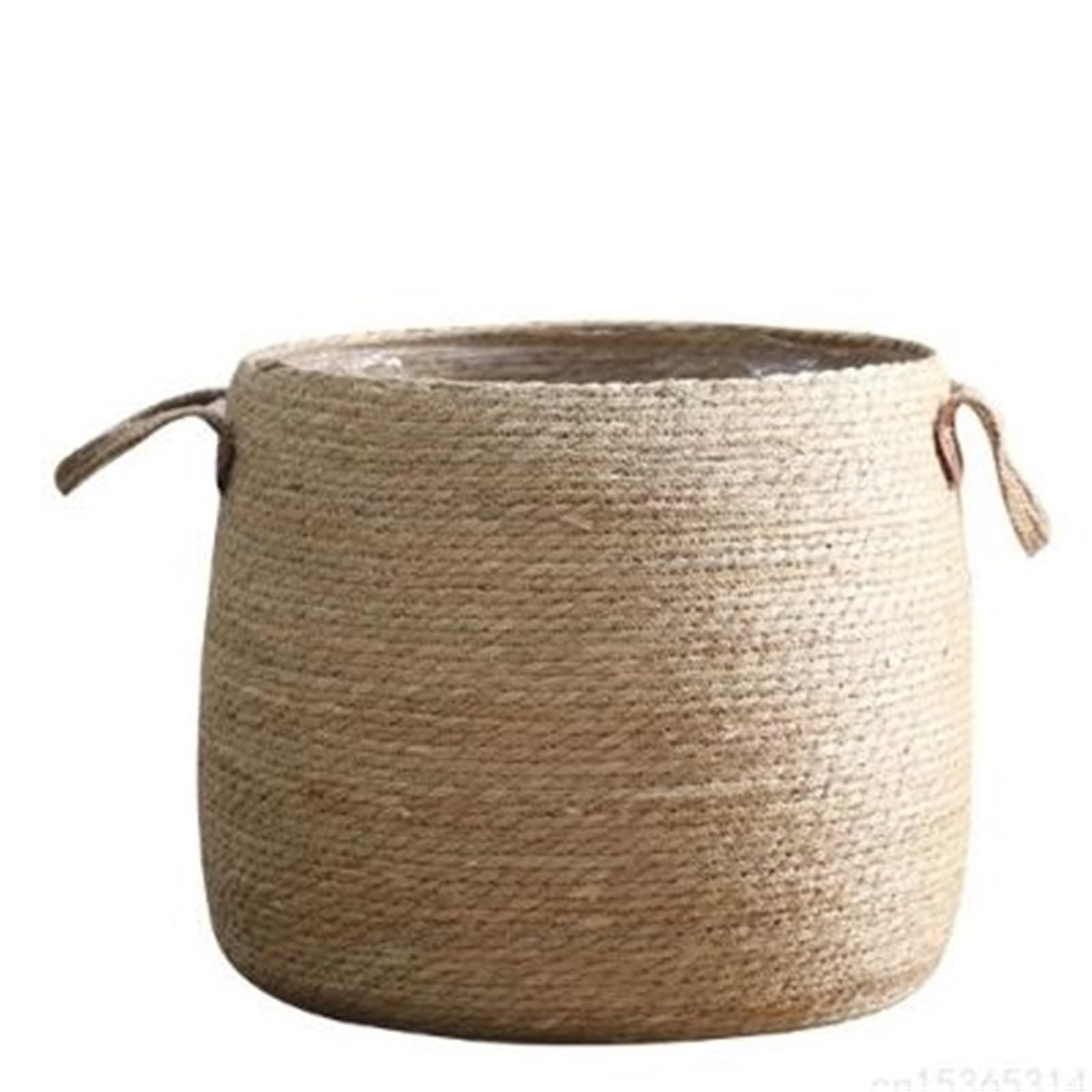 MKYYIOED Rattan Plant Pot 1pcs Grass Woven Flower Basket With Handle Floor Plant Decorative Pot(S)