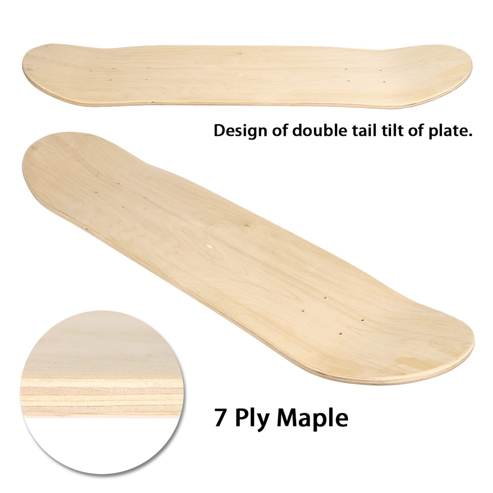 Planche de skateboard vierge en bois d'érable naturel 7 couches 80 cm