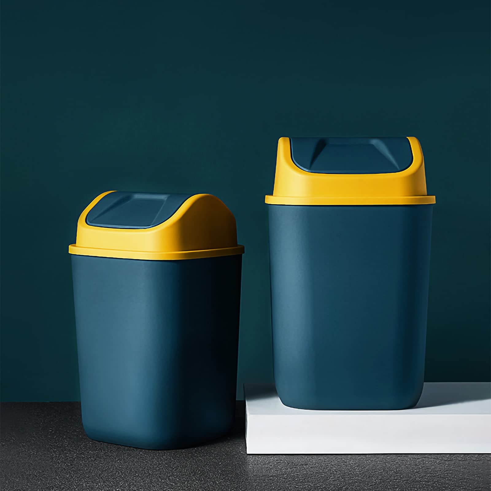 Cubo De La Basura Casa Bote De Basura con Tapa Swing, Capacidad, For El Baño, Dormitorio, Oficina, Cocina, Hotel, Restaurante Papelera Reciclaje(A,Large)