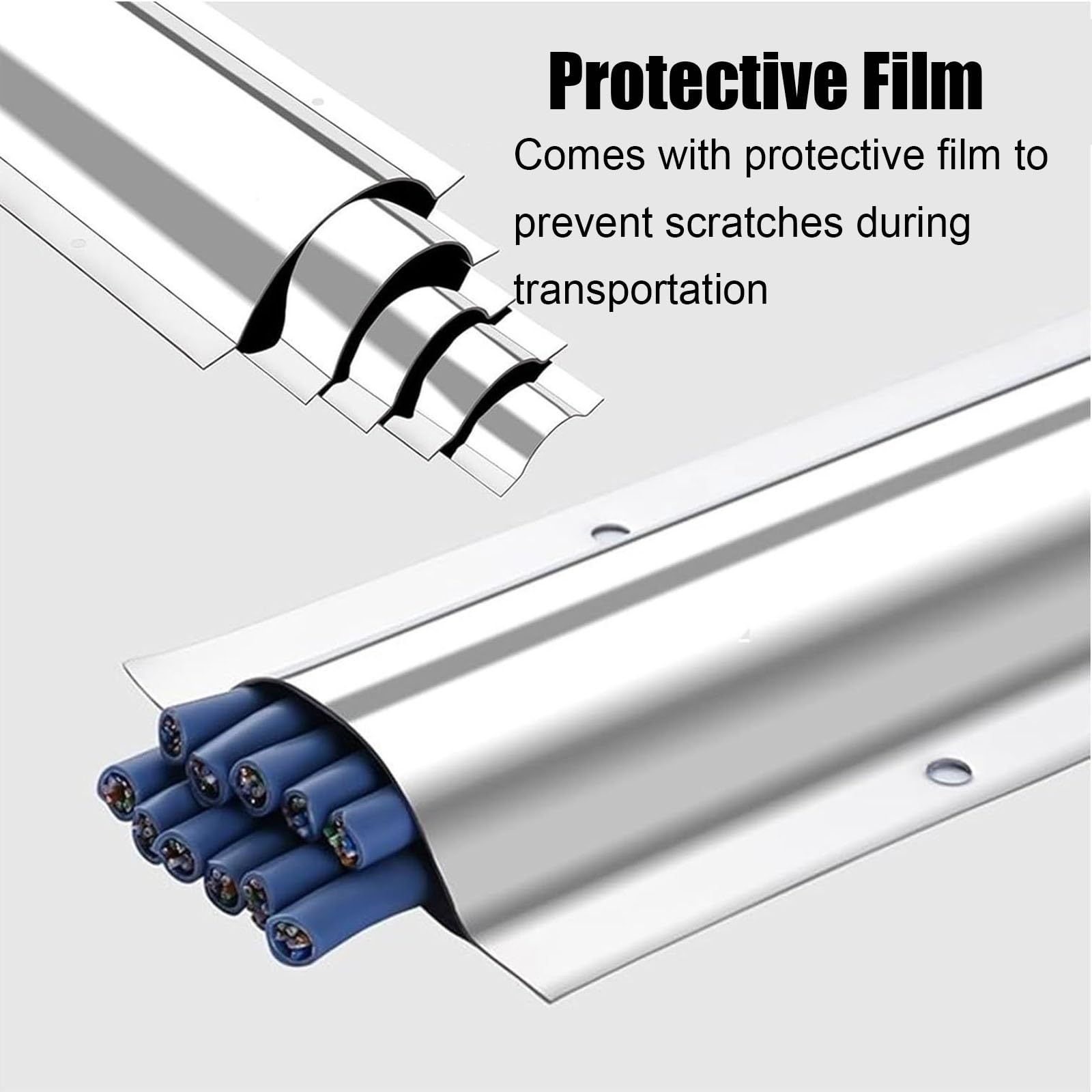 Cache Cable Cache-câbles en Acier Inoxydable De 1 M, Gestion Pouvant Être Peinte, Canal De Protection De Câble pour Plafond/Coin, Installation Perforée(7PCS,W 4CM)