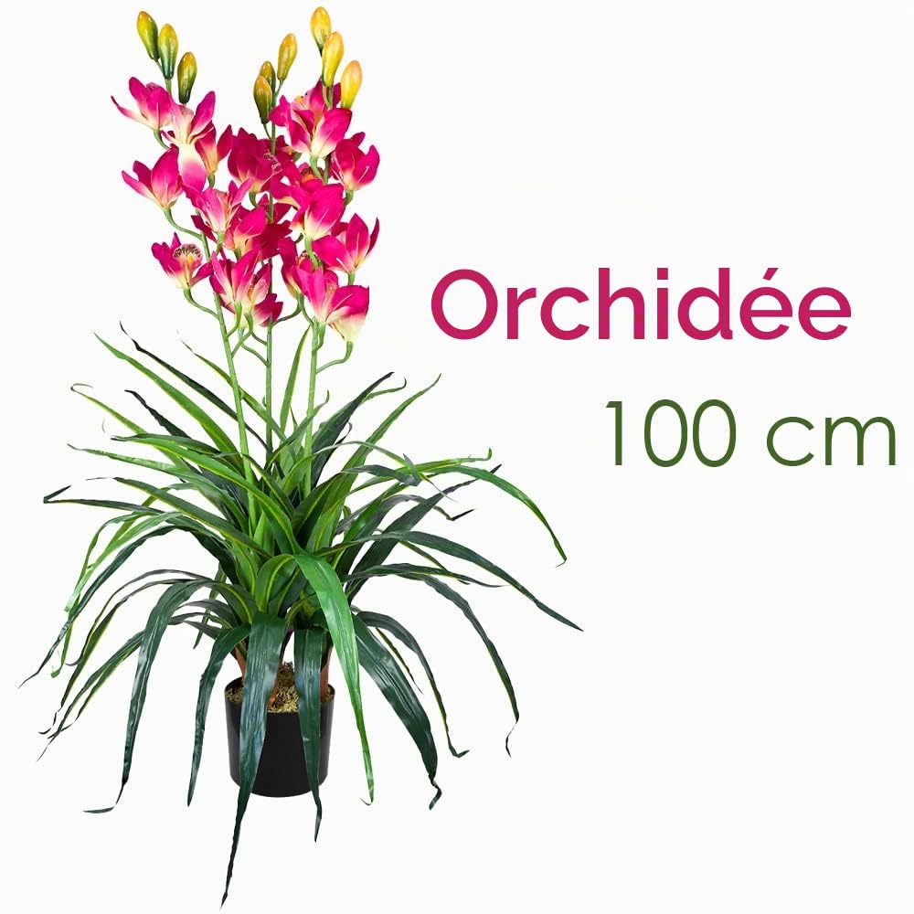 Decovego Orchidée Plante Artificielle Artificiel avec Pot 100cm 27 Fleuraisons Rose