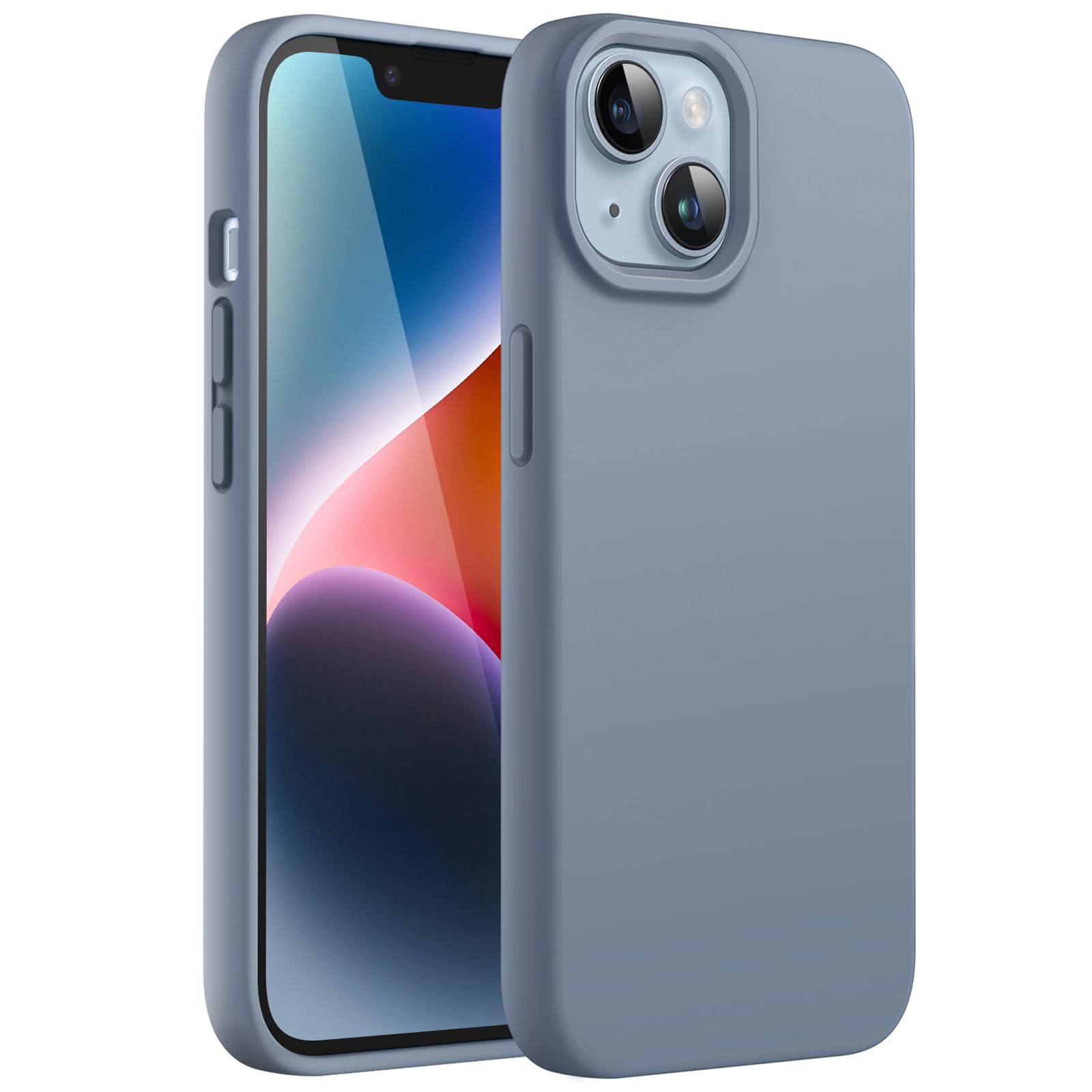 JETech Silicone Case for iPhone 14 Plus 6.7-Inch, Silky-Soft Touch Full-Body Protective Phone Case, Shockproof Cover with Microfiber Lining (Sierra Blue)