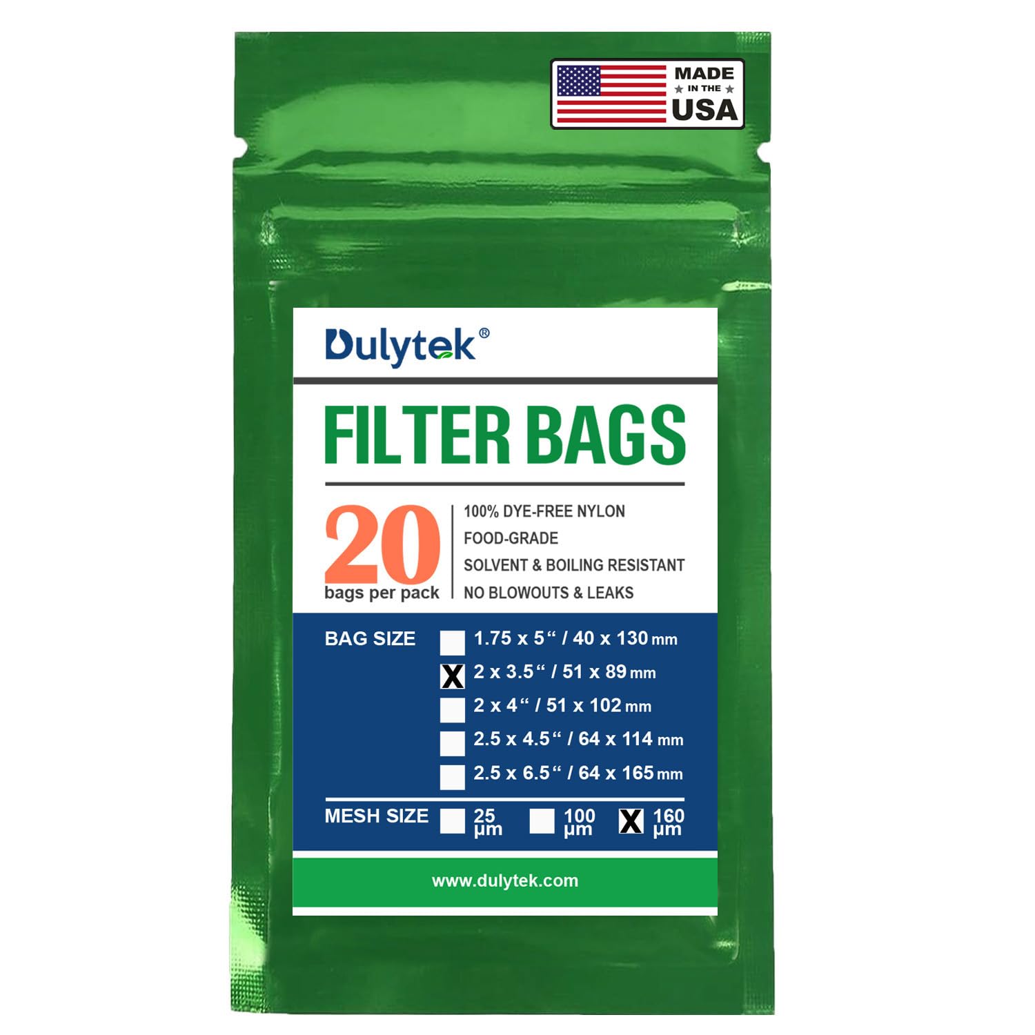 Sacs filtrants colophane 160 micron tamis nylon pour presse Dulytek sachet de 20 unités